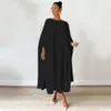 Casual Dresses 2024 INS Chiffon Sexy Young Lazy High-end Solid Simple Round Neck Full Sleeve Sweet Women Nature Long Loose Dress