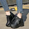 Casual Shoes Women High Top Sneakers 2024 Spring Female Black White Chunky Sneaker Breathable Leather Wedge Zapatos Mujer