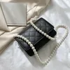 Torba mody kobiety pu skóra czysta kolor sieci Pearl łańcuch crossbody casual damskie małe torebki torebki komunikatorowe