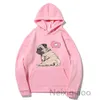 plus storlek kawaii carto mops hund tryck huvtröja kvinnor män hoodies harajuku kvinnlig pullover casual klädtoppar j08x#