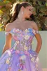 annie Lavender Purple Prom Dres 3D Fr Embroidery Graduate Evening Dres Glitter Tulle Wedding Dr Party Dres 2024 G5oU#