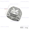 Bandringe Hip Hop Bling Iced Out Edelstahl Quadrat Großer Stein Meister Freimaurer Freimaurerei Fingerringe für Männer Rapper Schmuck T240330