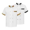 Manteau de chef unisexe, uniforme de chef respirant et résistant aux taches pour le personnel du restaurant de cuisine, haut à manches courtes à double boutonnage pour les cuisiniers y2ec #