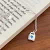 Chaînes 925 Sterling Silver Collier Blue Heart Love Lock Irrégulière Punk Géométrique Pour Femmes Fille Bijoux Cadeau Drop En Gros