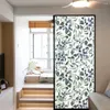 Window Stickers Privacy Film Green Leaf Pattern Frosted Glass Glue-Free Static Adhesivesun Blocking