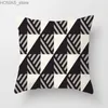 Pillow 45x45cm new geometric black and white peach skin case sofa office seat cushion cover creative decoration home Y240401