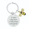 Porte-clés en métal pour la fête des enseignants, cadeaux d'appréciation pour femmes, enseignant, noël, saint-valentin, abeille