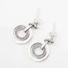 Boucles d'oreilles pendantes Pan S925, commerce extérieur, cercle d'argent, Logo, Double anneau, mode romantique pour femmes