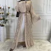 Etnische kleding vrouw moslim abaya pailletten chiffon vest jurk mode casual kalkoen kaftan S 230324 droplevering kleding Otriq