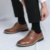 Chaussures habillées Vintage homme formel en cuir marron pour hommes à lacets Oxfords mâle fête de mariage bureau affaires chaussures décontractées A66