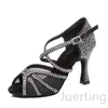 Dansskor 2024 Ladin Latin Bekvämt siden Soft Sole Rhinestone Mesh Cha