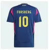 Suède 2024 Jersey de football IBRAHIMOVIC 2025 Équipe nationale suédoise 24 25 Maillot de football Kit pour enfants Accueil Jaune Extérieur Bleu Marine Uniforme pour hommes LARSSON FORSBERG