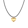 Chains Fashion Love Heart Necklace For Women Couple Vintage Black Rope Trendy Chain Simple Pendant Necklaces Jewelry Gift Wholesale