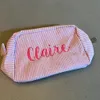 new Embroidered Name Women's Travel Toiletry Bag Persalized Seersucker Cosmetic Bag Unique Gift Handbag Purse Clutch Bag Z5Jb#