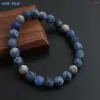 Strand MHS.SUN Natural Blue Sodalite Stone Beads Bracelet Handmade Healing Women Daily Jewelry Elastic Yoga Health For Men Soul Gift