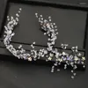 Hair Clips Trendy Stars Crystal Headbands Wedding Tiara And Crowns With Earrings Sets Black Wire Hairbands Bridal Accessories