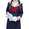 2019 Uniformes scolaires japonais pour filles mignons courts / longueur Lg Sailor Tops + jupe plissée Ensembles complets Cosplay JK Costume S4Ig #