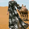 Abbigliamento etnico Set da 2 pezzi Abito lungo senza maniche con ricamo Abaya aperto Abiti da donna musulmana Kimono Jalabiya Caftano con cintura Dubai Turchia