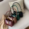 temperament Women's Handbag New Mo Bag Vintage PU Leather Versatile Black One Shoulder Underarm Bag m8Zt#