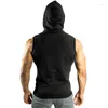 Men's Hoodies Sleeveless Gyms Hooded Double Zipper Tank Tops Hip Hop Vest Hoodie Drawstrings T Shirts Summer Vests Loose Camisetas T-shirts