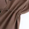 2022秋の女性スーツベストプラスサイズの衣服ゆるい二重胸肉ブレザーカジュアルドローストリングウエストLGコート＃