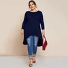 Plus Size Drop Schouder Losse Tunieken Top Vrouwen 3/4 Mouw Zomer Lente Hi Low Fi T-shirt Grote Maat Lg Casual blouse 6XL Y1we #