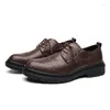 Casual Shoes Fashion Business Male Oxfords Thick Bottom Men Leather Shoe Outdoor Men's Walking Lace-Up Dress Footwear