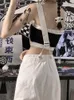 Jeans pour femmes Femmes Combinaison Harajuku Blanc Style Streetwear Noir Denim Pantalon Femme Taille Haute Pantalon Casual Esthétique A189