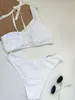 Damen-Bademode, sexy Neckholder-Bikini, Damen-String-Verband, zweiteiliger Badeanzug, Ring verbundener Bikini, Push-Up-Badeanzug, Strandkleidung, Badende