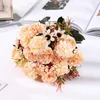 Fiori decorativi 15 teste bouquet finto piccolo mazzo pianta artificiale decorazione fai -da -te decorazioni per feste di nozze bellissime forniture per matrimoni
