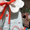 Girls Dress Korean Childrens Summer Style Ruffle Collar Sleeveless Fashionable Love Lace Up Vest Kjol 240325