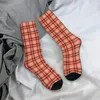 Herrensocken, rotes Muster, kariertes Kunst-Fitnessstudio, 3D-Druck, für Jungen und Mädchen, mittlere Wadensocke