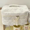 Sacs à cosmétiques pour femmes, trousse de maquillage florale, grande capacité, support matelassé, pochette Portable esthétique, articles de toilette doux