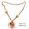 Halsketten mit Anhänger, Kleidungsaccessoires, Halskette, Boho-Schmuck, Großhandelspreis für Frauen, handgefertigte Perlen, lange Holzelefanten im Ethno-Stil