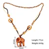 Pendentif Colliers Vêtements Accessoires Collier Boho Bijoux Prix de gros pour les femmes faites à la main Perle Long Bois Éléphant Style Ethnique