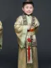 Barn Qin Han -dynastin Premiärminister Robes Boy Child Child Hanfu med Hat Stage Performance Clothing Q7UO#