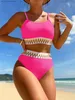 Women's Swimwear Sexy Bikinis 2023 Women Halter Brazilian Bikini Set Female Pleated Swimsuit New Triangle Swimwear Beach Wear Bathing Suit T240330