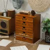 1pc houten vijf-laags retro doos, vintage ladekast, grote capaciteit huidverzorging sieraden opslagcontainer, multifunctionele make-up organizer, ijdelheid decor