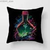 Kudde Fashion Magic Bottle Case Decoration Printing Square Car SOFA Fashion Cushion Cover 45*45cm Hemförbättring Y240401