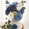 Konstgjorda blommor Fake Dusty Blue Peony Flowers Combo för DIY Wedding Bridal Bouquets Centerpieces Home Decorations 240322