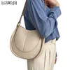 niche Light Luxury Real Cowhide Women's Shoulder Bag Saddle Soft Leather Handbag Large capacity bucket type trend cross body bag i1av#
