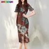 Casual Dresses Noisydesigns Vintage Women Elegant Polynesian Tribal Samoan Floral Brand Design Ruffle Sleeves Sexy Party Night Clothes