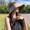 Szerokie czapki wiadra UPF50+winylowe słoneczne kapelusz ochronę Składanie Sunhat Sunhat Summer Outdoor Beach Suncreen H240330