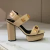 Sandali femminili FI FI Classici tacchi alti Ava Piattaforma in pelle Sandali Fi Mule Scarpe da 9,5 cm Piattaforma impermeabile Piattaforma impermeabile B1BR##