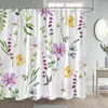 Rideaux de douche rideau floral violet lavande papillon libellule aquarelle fleurs plantes salle de bain moderne tissu décor à la maison