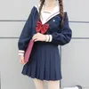 2022 Novo Estilo Japonês S-XL Estudante Meninas Uniforme Escolar Meninas Marinha Traje Mulheres Sexy Marinha JK Terno Marinheiro Blusa Saia Plissada C1Hc #