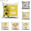 Pillow 45x45cm Nordic Sunflower case Simple Yellow Square Cushion Cover Sofa Car Fashion Ornament Home Decoration Y240401