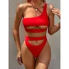 Women's Swimwear Sexy Tummy Cut Out Female Swimsuit High Waist Bikini Women Two-pieces Set Bather Bathing Suit Swim Lady