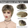 Nxy Vhair Wigs Gnimegil Sintético Natural Cabelo Curto Pixie Cut Peruca para Mulheres Ombre Loira com Franja Casual Senhoras Diárias Cosplay Party 240330