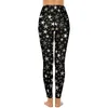 Frauen Leggings Bright Star Sexy Schwarz Silber Glänzende Sterne Drucken Hohe Taille Yoga Hosen Casual Elastische Leggins Weibliche Custom